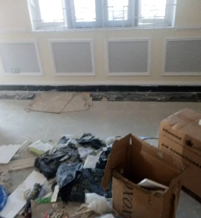 A room full of building rubbish