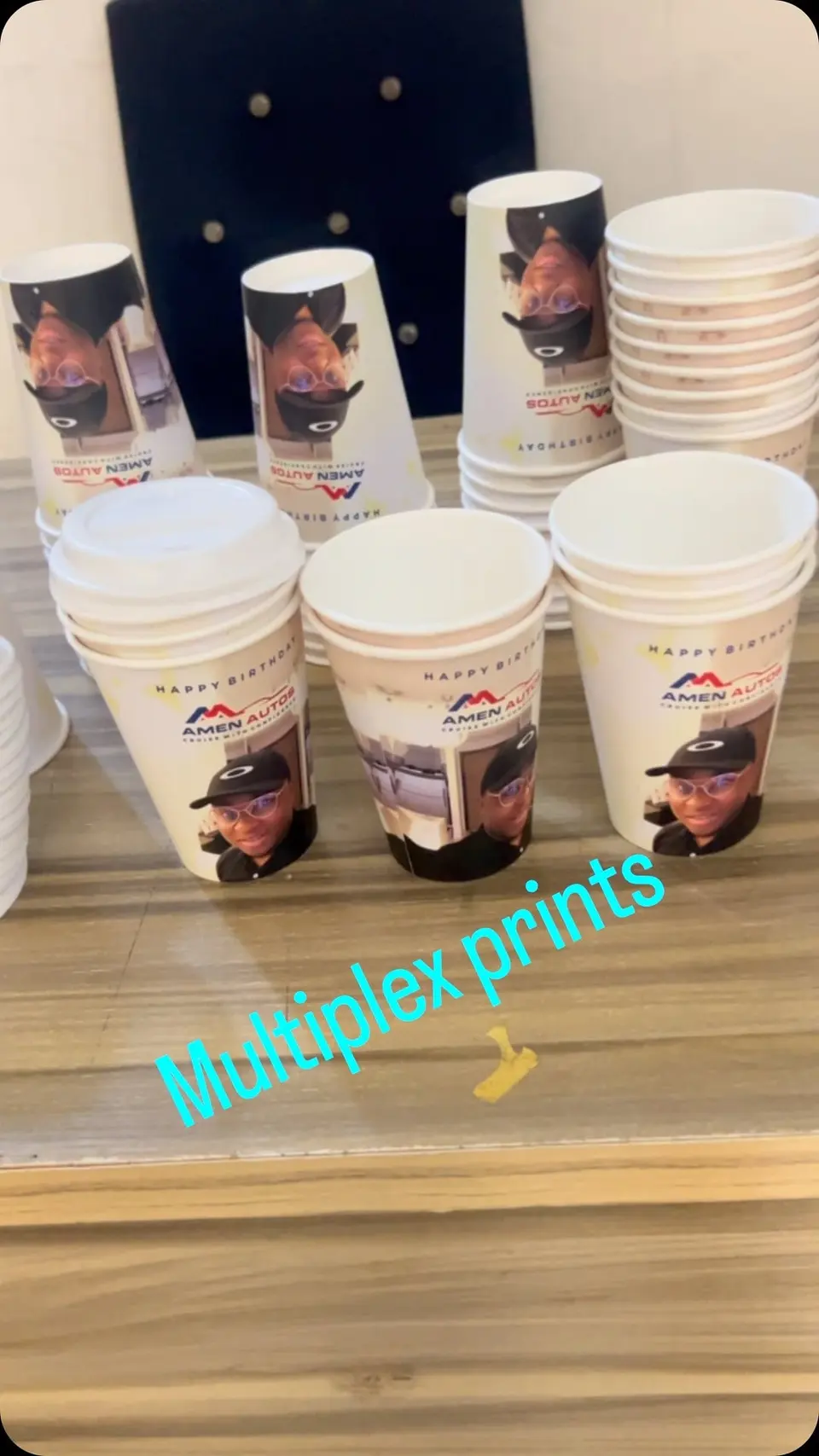 Branded paper cups for an event