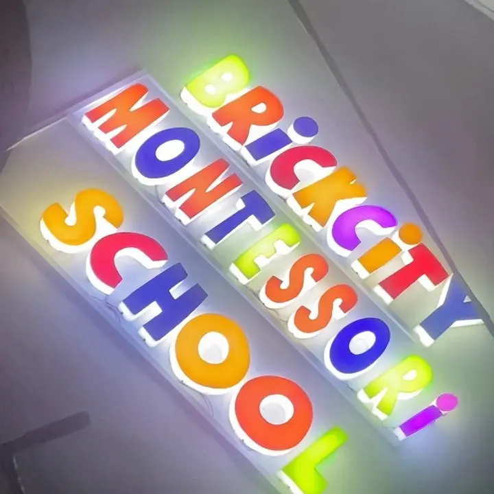 A light-up 3D sign for Brickcity Montessori School