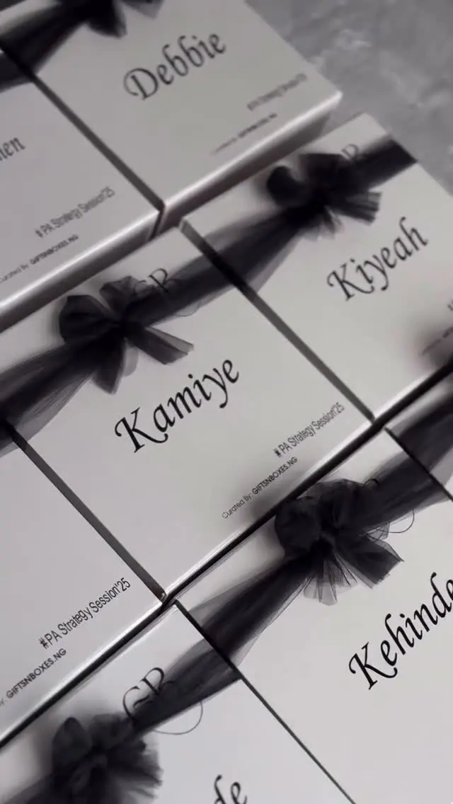Gift boxes printed with guests' names
